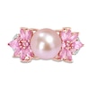 Thumbnail Image 3 of 9.0-9.5mm Pink Cultured Freshwater Pearl, Pink Sapphire, and 0.13 CT. T.W. Diamond Flower Ring in 14K Rose Gold