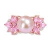Thumbnail Image 4 of 9.0-9.5mm Pink Freshwater Cultured Pearl, Pink Sapphire, and 0.13 CT. T.W. Diamond Flower Ring in 14K Rose Gold