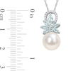 Thumbnail Image 3 of 9.5-10.0mm Freshwater Cultured Pearl, Aquamarine, and 0.065 CT. T.W. Diamond Flower Pendant in 14K White Gold-17"