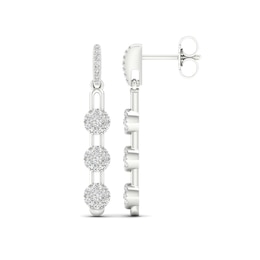 0.33 CT. T.W. Multi-Diamond Trio Paper Clip Link Linear Drop Earrings in 10K White Gold