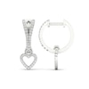 Thumbnail Image 1 of 0.33 CT. T.W. Diamond Heart Drop Hoop Earrings in 10K White Gold