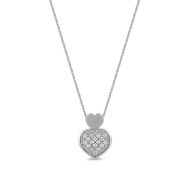 0.05 CT. T.W. Diamond Big and Little Heart Stacked Pendant in 10K Gold