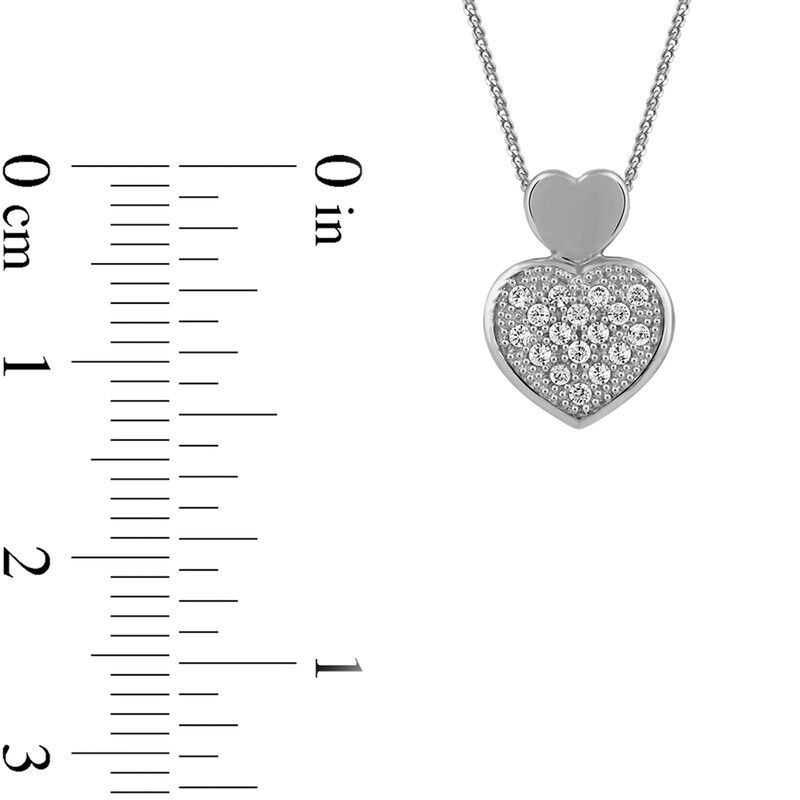 Main Image 4 of 0.05 CT. T.W. Diamond Big and Little Heart Stacked Pendant in 10K White Gold