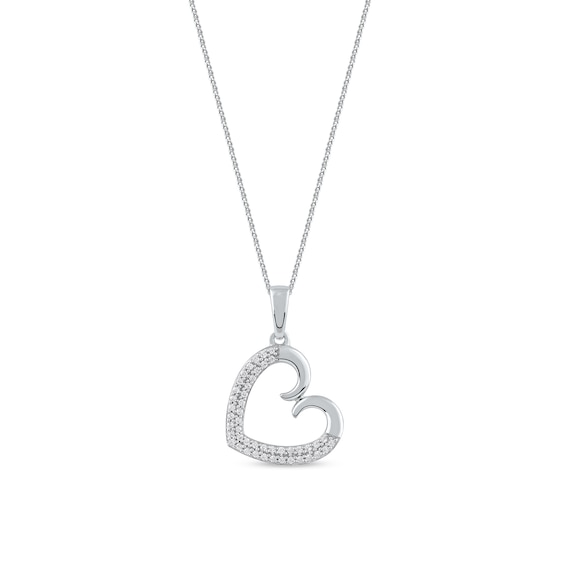 0.12 CT. T.W. Diamond Tilted Curly Heart Pendant in 10K Gold
