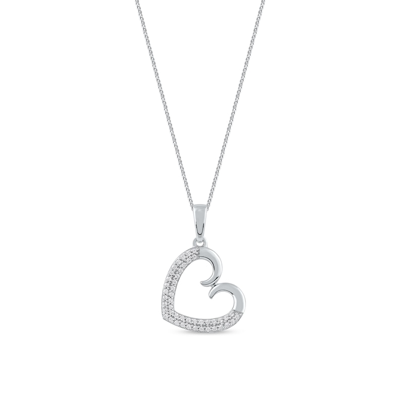 0.12 CT. T.W. Diamond Tilted Curly Heart Pendant in 10K Gold