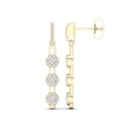 0.33 CT. T.W. Multi-Diamond Trio Paper Clip Link Linear Drop Earrings in 10K Gold