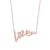 Thumbnail Image 2 of 0.05 CT. T.W. Diamond "Love" Cursive Curly Script in Sterling Silver with 14K Rose Gold Plate
