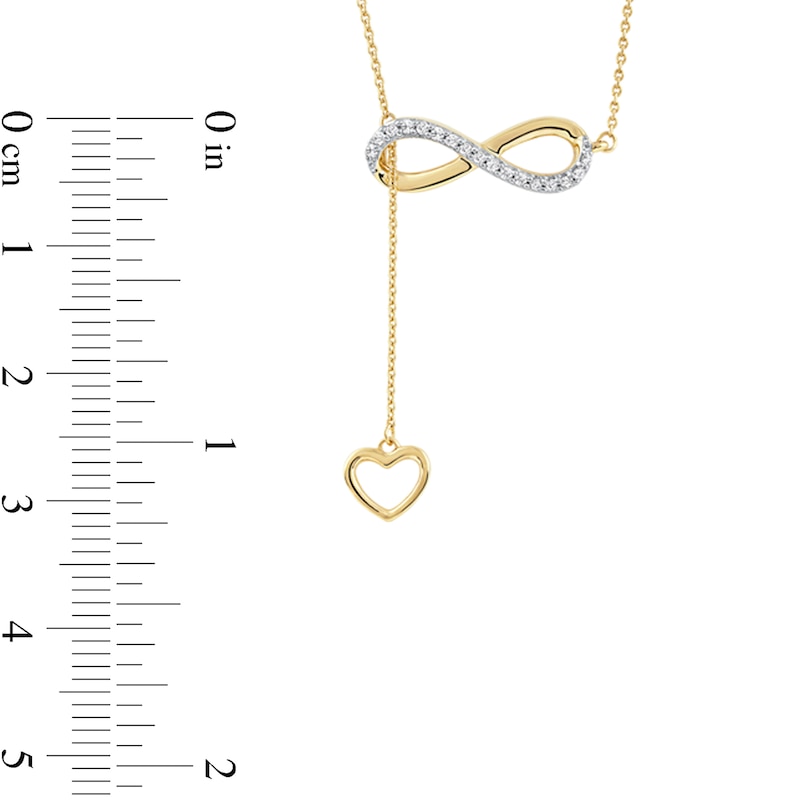0.13 CT. T.W. Diamond Infinity Heart Lariat-Style Necklace in Sterling Silver with 14K Gold Plate - 19"