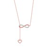 Thumbnail Image 0 of 0.13 CT. T.W. Diamond Infinity Heart Lariat-Style Necklace in Sterling Silver with 14K Rose Gold Plate - 19"