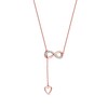 Thumbnail Image 2 of 0.13 CT. T.W. Diamond Infinity Heart Lariat-Style Necklace in Sterling Silver with 14K Rose Gold Plate - 19"
