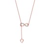 Thumbnail Image 1 of 0.13 CT. T.W. Diamond Infinity Heart Lariat-Style Necklace in Sterling Silver with 14K Rose Gold Plate - 19"