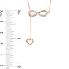 Thumbnail Image 4 of 0.13 CT. T.W. Diamond Infinity Heart Lariat-Style Necklace in Sterling Silver with 14K Rose Gold Plate - 19"