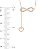 Thumbnail Image 3 of 0.13 CT. T.W. Diamond Infinity Heart Lariat-Style Necklace in Sterling Silver with 14K Rose Gold Plate - 19"