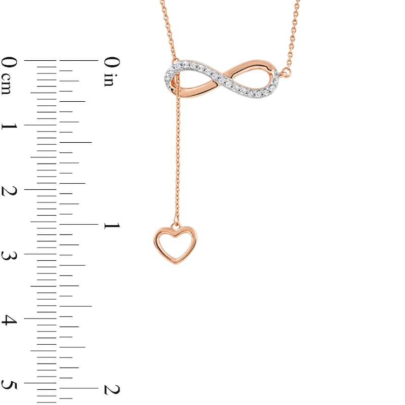 0.13 CT. T.W. Diamond Infinity Heart Lariat-Style Necklace in Sterling Silver with 14K Rose Gold Plate - 19"