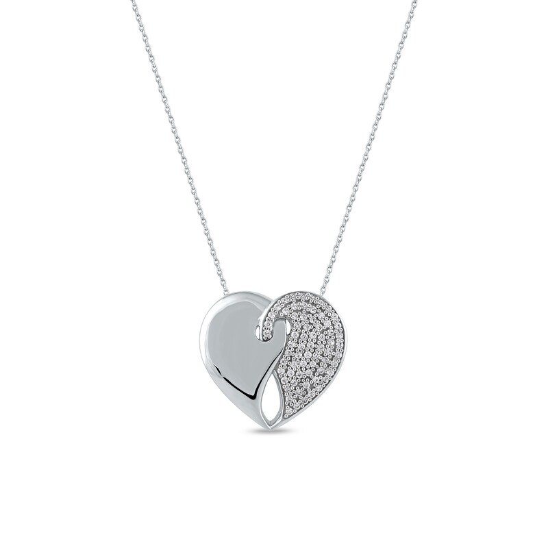 Main Image 1 of 0.33 CT. T.W. Diamond Interlocked Two Halves of One Heart Pendant in 10K White Gold