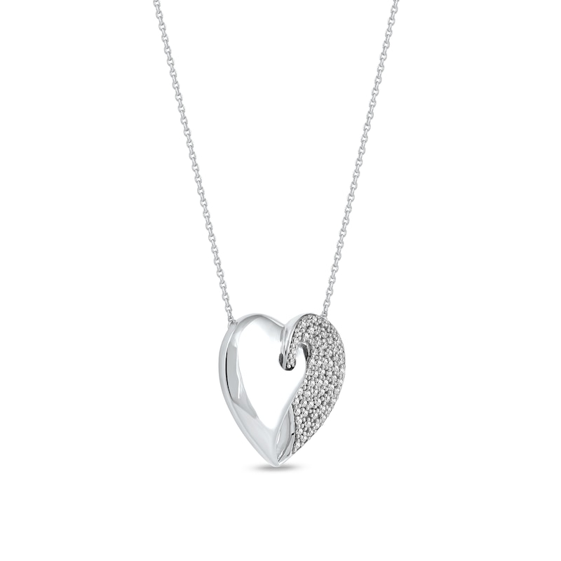 Main Image 2 of 0.33 CT. T.W. Diamond Interlocked Two Halves of One Heart Pendant in 10K White Gold