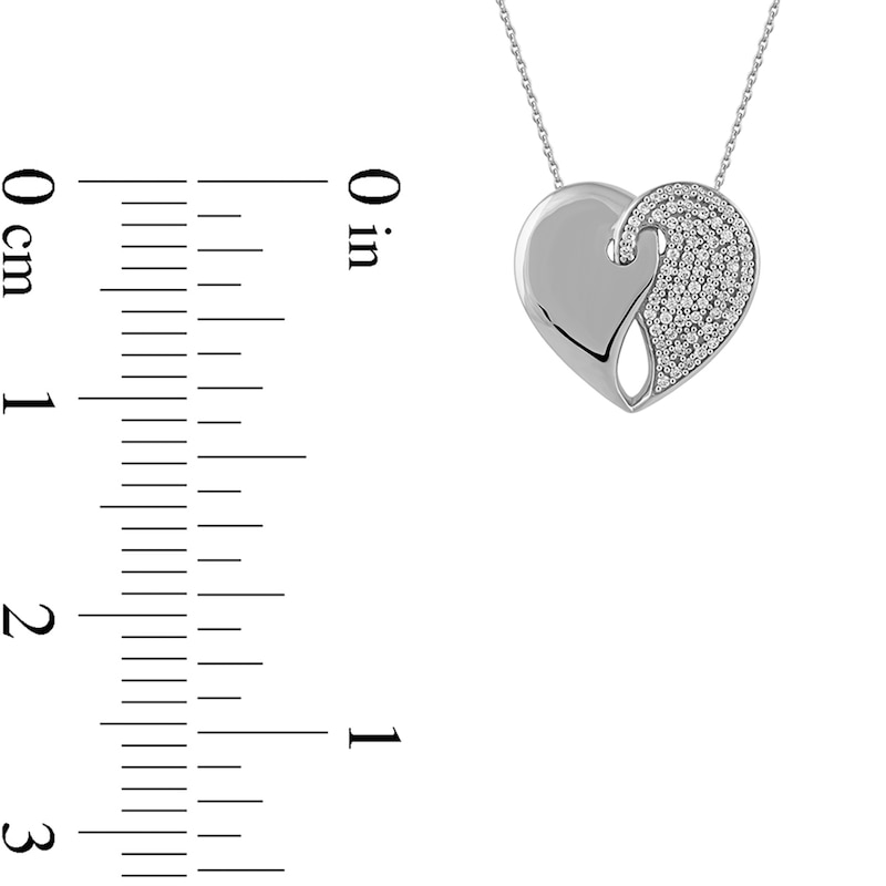 Main Image 4 of 0.33 CT. T.W. Diamond Interlocked Two Halves of One Heart Pendant in 10K White Gold
