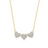 Thumbnail Image 1 of 0.16 CT. T.W. Diamond Triple Heart Bead Frame Necklace in Sterling Silver with 14K Gold Plate