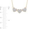 Thumbnail Image 4 of 0.16 CT. T.W. Diamond Triple Heart Bead Frame Necklace in Sterling Silver with 14K Gold Plate