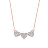 Thumbnail Image 1 of 0.16 CT. T.W. Diamond Triple Heart Bead Frame Necklace in Sterling Silver with 14K Rose Gold Plate