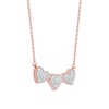 Thumbnail Image 2 of 0.16 CT. T.W. Diamond Triple Heart Bead Frame Necklace in Sterling Silver with 14K Rose Gold Plate