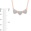 Thumbnail Image 4 of 0.16 CT. T.W. Diamond Triple Heart Bead Frame Necklace in Sterling Silver with 14K Rose Gold Plate