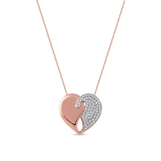 0.33 CT. T.W. Diamond Interlocked Two Halves of One Heart Pendant in 10K Rose Gold