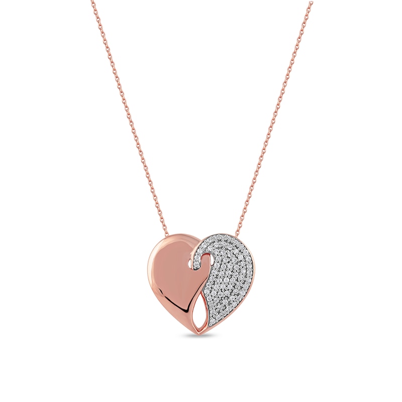 0.33 CT. T.W. Diamond Interlocked Two Halves of One Heart Pendant in 10K Rose Gold