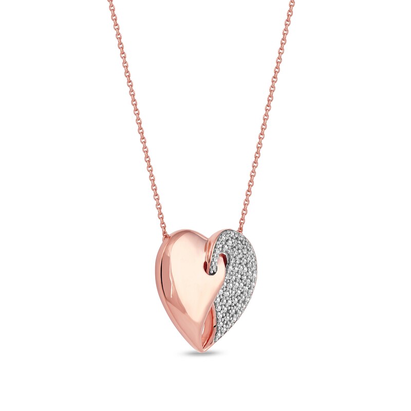 0.33 CT. T.W. Diamond Interlocked Two Halves of One Heart Pendant in 10K Rose Gold