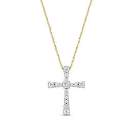 0.33 CT. T.W. Diamond Graduated Cross Pendant in 10K Gold
