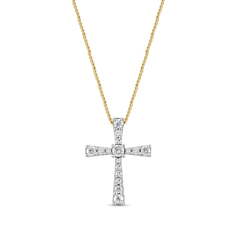0.33 CT. T.W. Diamond Graduated Cross Pendant in 10K Gold