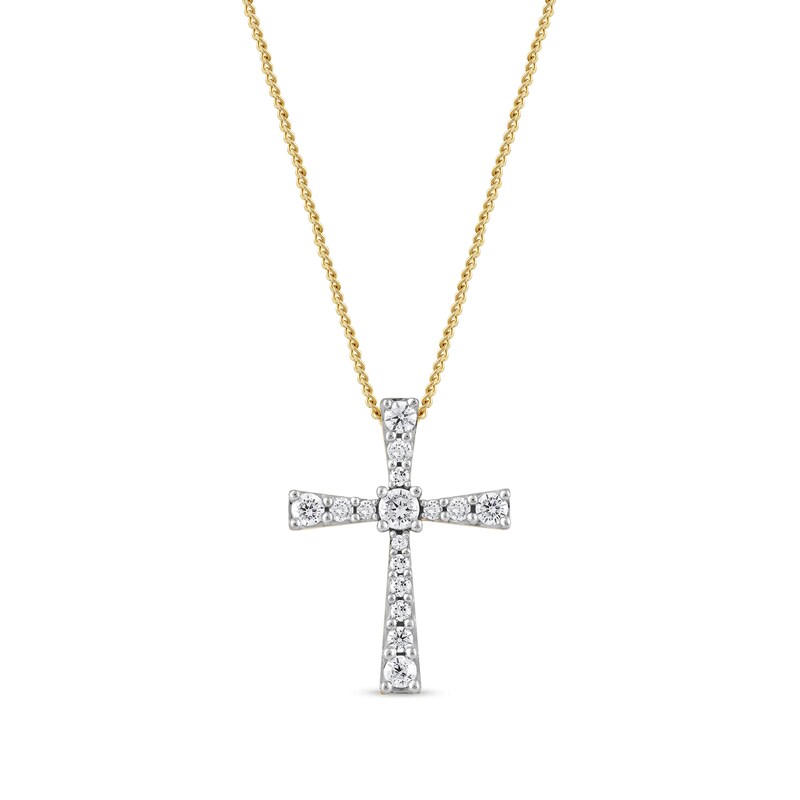 0.33 CT. T.W. Diamond Graduated Cross Pendant in 10K Gold