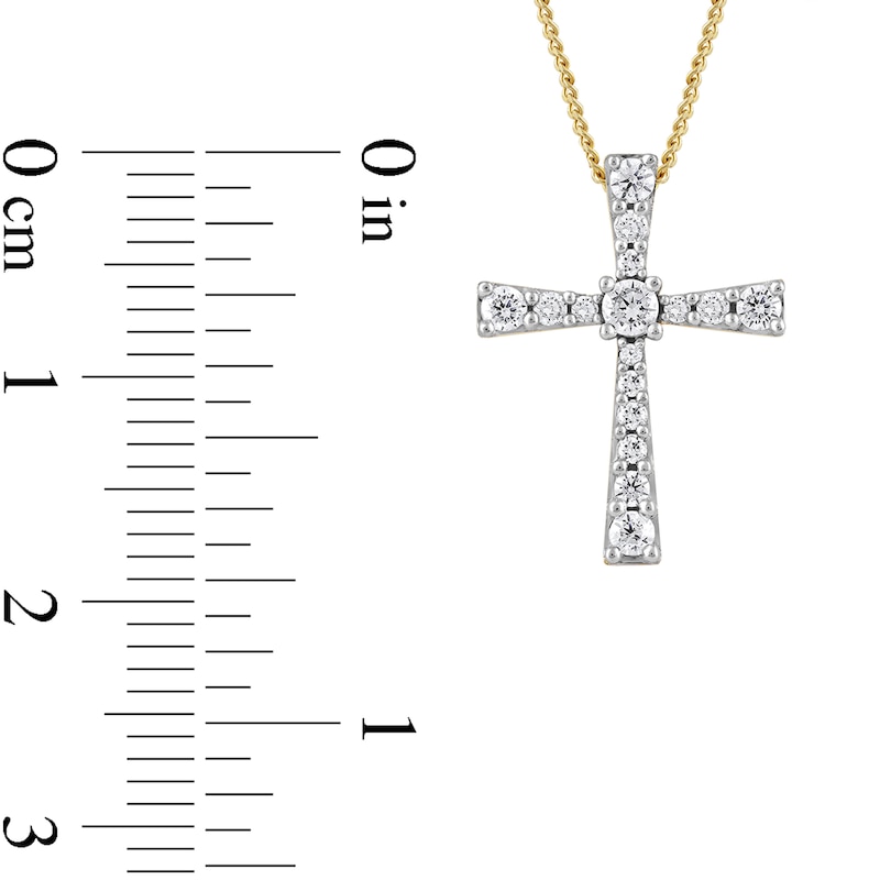 0.33 CT. T.W. Diamond Graduated Cross Pendant in 10K Gold