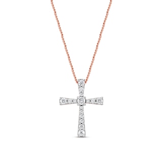 0.33 CT. T.W. Diamond Graduated Cross Pendant in 10K Rose Gold