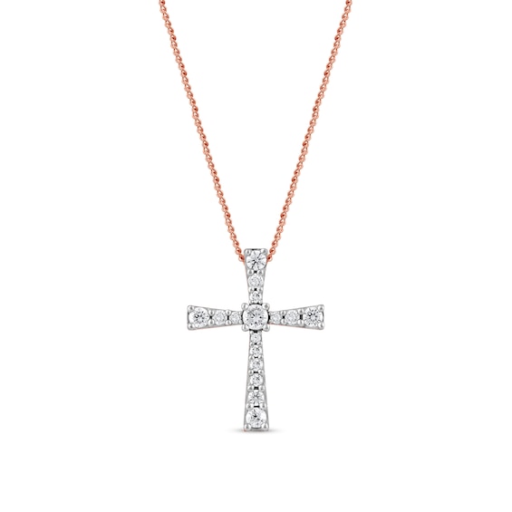 0.33 CT. T.W. Diamond Graduated Cross Pendant in 10K Rose Gold