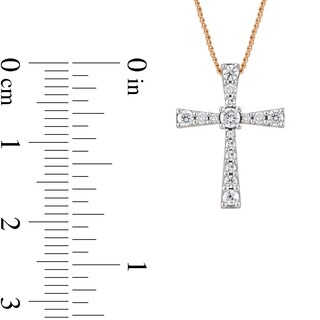0.33 CT. T.W. Diamond Graduated Cross Pendant in 10K Rose Gold