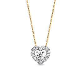 0.40 CT. T.W. Diamond Interior Stone Heart Frame Necklace in 10K Gold