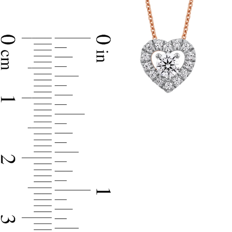 0.40 CT. T.W. Diamond Interior Stone Heart Frame Necklace in 10K Rose Gold