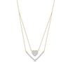 Thumbnail Image 1 of 0.33 C.T. T.W. Diamond Heart and Chevron Double Strand Necklace in 10K Gold
