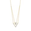 Thumbnail Image 2 of 0.33 C.T. T.W. Diamond Heart and Chevron Double Strand Necklace in 10K Gold
