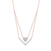 Thumbnail Image 1 of 0.33 C.T. T.W. Diamond Heart and Chevron Double Strand Necklace in 10K Rose Gold