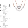 Thumbnail Image 4 of 0.33 C.T. T.W. Diamond Heart and Chevron Double Strand Necklace in 10K Rose Gold