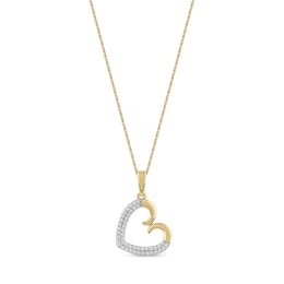 0.12 CT. T.W. Diamond Tilted Curly Heart Pendant in 10K Gold