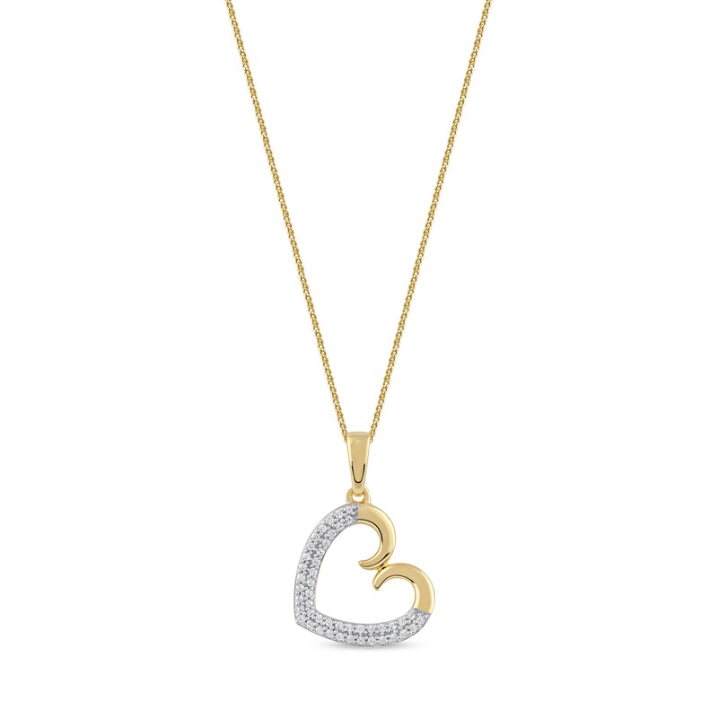 0.12 CT. T.W. Diamond Tilted Curly Heart Pendant in 10K Gold