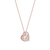 Thumbnail Image 2 of 0.10 CT. T.W. Diamond Tilted Button Heart Pendant in 10K Rose Gold