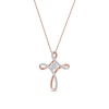 Thumbnail Image 1 of 0.25 CT. T.W. Multi-Diamond Looped Cross Pendant in 10K Rose Gold