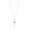 Thumbnail Image 0 of 0.10 CT. T.W. Diamond Flower and Leaves Cross Pendant in Sterling Silver and 14K Rose Gold Plate