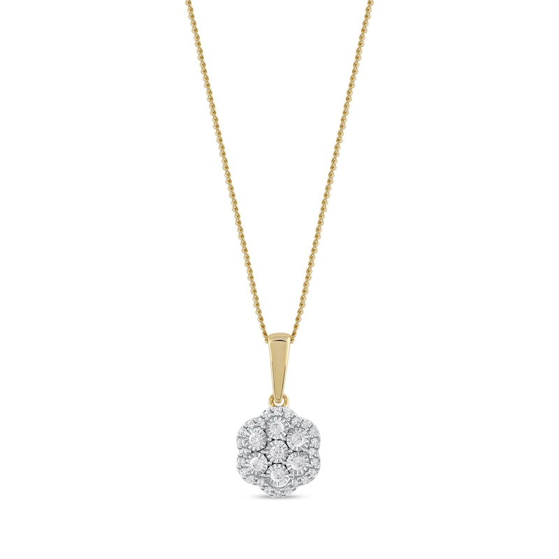0.16 CT. T.W. Diamond Flower Frame Pendant in 10K Gold