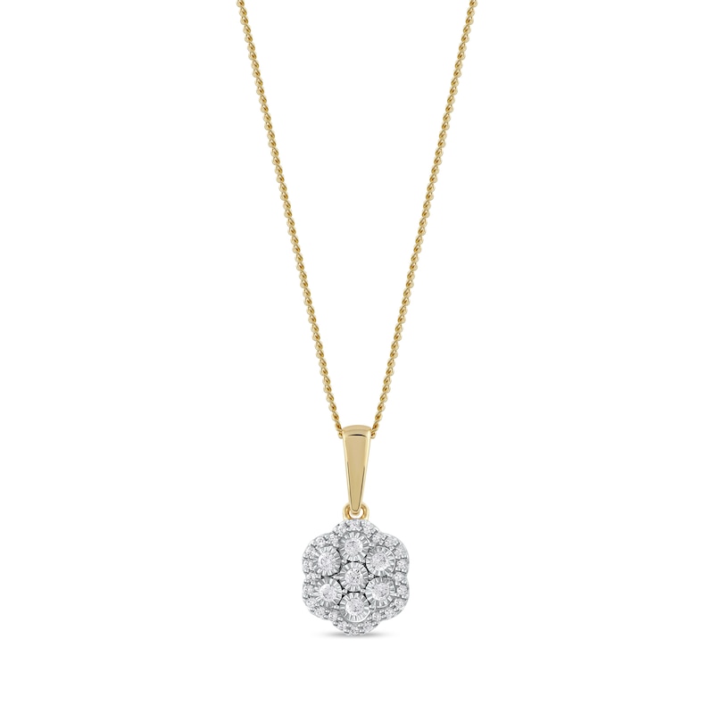 0.16 CT. T.W. Diamond Flower Frame Pendant in 10K Gold