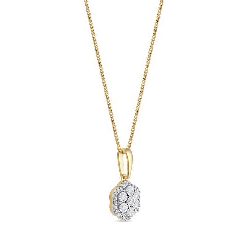 0.16 CT. T.W. Diamond Flower Frame Pendant in 10K Gold